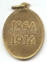 1914. "Vörös Kereszt Bronz Díszérme" aranyozott medál szalag nélkül T:2- (pajzson a zománc...