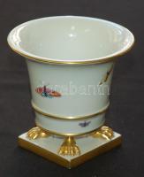 Kézzel festett sorszámozott Rothschild mintájú jelzett Herendi porcelán oroszlán lábakon álló kínáló tál / Handpainted Herendi chinaware tray 10x11 cm