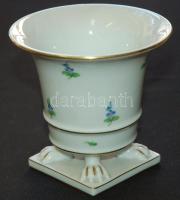 Kézzel festett sorszámozott Myosotis (árvácska) mintájú jelzett Herendi porcelán oroszlán lábakon álló kínáló tál / Handpainted Herendi chinaware tray 10x11 cm