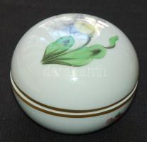 Kézzel festett sorszámozott Kitty-mintás (tulipán) jelzett Herendi porcelán bonbonier / Handpainted numbered Herendi chinaware bonbonier 6x7cm