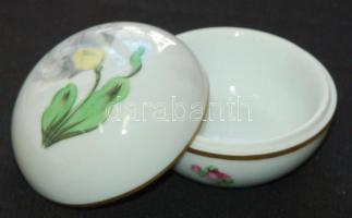 Kézzel festett sorszámozott Kitty-mintás (tulipán) jelzett Herendi porcelán bonbonier /
Handpainted ...