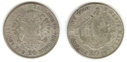 Ausztria 1840A 20Kr Ag I. Ferenc + Ausztria/magyar verdejel 1840B 20Kr Ag I. Ferenc T:3+ Austria 1840. 20 Kreuzer Ag Franz I + Austria/Hungarian mint mark 1840B 20 Kreuzer Ag Franz I C:F+