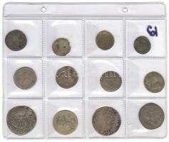 1600-1700-as évek I.Lipót uralkodása alatt vert Ag pénzérmék: XVKr, VIKr, 3Kr, 1Kr összesen 12db, köztük magyar veretek is T:3 ly. 1600s-1700s collection of  12 silver coins of Leopold I., like XV Kreuzer, VI Kreuzer, 3 Kreuzer, 1 Kreuzer C:F (a few pierced)
