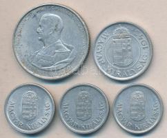 1941-44. 1P (3x) + 2P + 1943. 5P "Horthy balra" Alu T:2,3