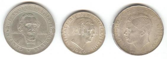 Románia 1941. 500L Ag "Besszarábia" T:3 + 1946. 25.000L Ag T:2- + 1948. "Nicolae Balc...