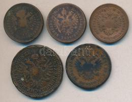 Ausztria/osztrák és magyar verdejel 1851a/B/E 1Kr (3x) + 1851B 2Kr + 3Kr T:2-,3