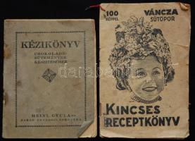 cca. 1940 2 db receptes könyv : Kincses Receptkönyv+ Meinl Gyula RT :Kézikönyv csokoládésütemények készítéséhez. megviselt állapotban