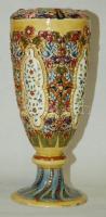 cca 1875 Antik, kézzel festett, aranyozott, áttört Zsolnay urnaváza máz alatti kék jelzéssel. (alján lepattanás, teteje hiányos) / cca 1875 Antique Zsolnay vase. (damaged, faulty) 30 cm