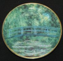 Goebel számozott aranyozott dísztányér  Monet: Tavirózsák naplementekor /Le Bassin aux nympheas című képével d:9,5cm