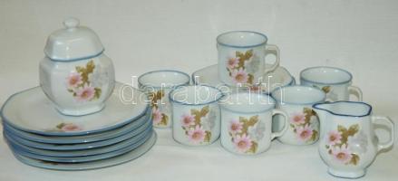 Komplett 6 darabos Berg Lindau porcelán kávéskészlet /  Complete set of chinaware coffe-set