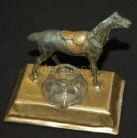 cca. 1930 Asztali tintatartó ló figurával/   ink well 10x6,5x9,5 cm