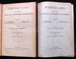 1900-1907 Turisták lapja 4 kötetben, aranyozott félbőr kötésben
