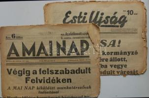1945 4 db napilap:  Felvidék felszabadításáról. Vegyes minőségben.