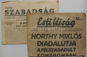 1945 4 db napilap:  Felvidék felszabadításáról. Vegyes minőségben
