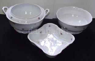 Pajzspecsétes Zsolnay 6 személyes  42 db-os virág mintás porcelánkészlet, majdnem komplett