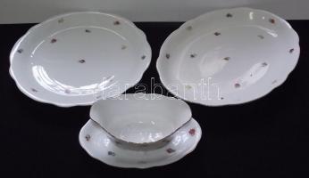 Pajzspecsétes Zsolnay 6 személyes  42 db-os virág mintás porcelánkészlet, majdnem komplett