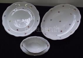 Pajzspecsétes Zsolnay 6 személyes  42 db-os virág mintás porcelánkészlet, majdnem komplett