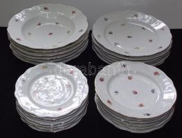 Pajzspecsétes Zsolnay 6 személyes  42 db-os virág mintás porcelánkészlet, majdnem komplett
