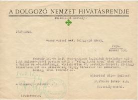 1945 Országos Hivatásrendi Szervezetek (nyilas) hivatalos levél