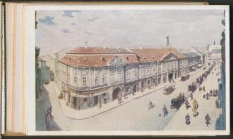 A régi Budapest - képeslapfüzet 14 darabos akvarell sorozattal, különböző szignókkal (e.g. Dörre, Cserna) III. sorozat, borítója kissé kopott