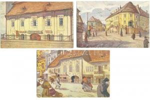 A régi Budapest - 11 darabos képeslapsorozat különböző szignós akvarell lapokkal, I. sorozat