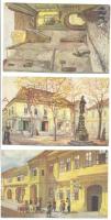 A régi Budapest - 11 darabos képeslapsorozat különböző szignós akvarell lapokkal, I. sorozat