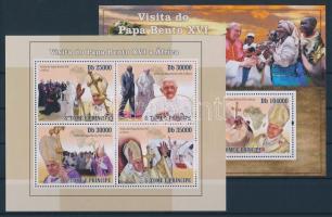 XVI. Benedikt pápa afrikai utazása kisív + blokk, Pope Benedict XVI's travels in Africa minisheet + block, Afrikareise des Papstes Benedikt XVI. Kleinbogen + Block