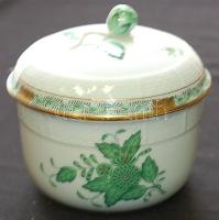 Kézzel festett sorszámozott Apponyi-mintás, a 150. évfordulóra készült jubileumi jelzett Herendi porcelán bonbonier hibátlan állapotban/ Handpainted numbered jubilee Herendi chinaware bonbonier in flawless condition 12x12cm