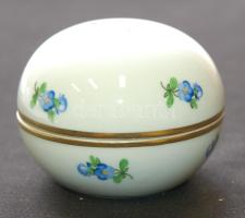 Kézzel festett sorszámozott Myosotis-mintás jelzett Herendi porcelán bonbonier hibátlan állapotban/ Handpainted numbered Herendi chinaware bonbonier in flawless condition 6x7cm