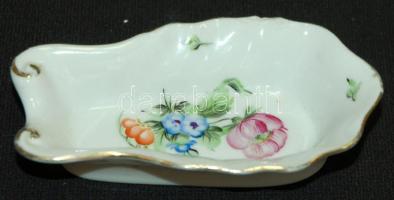 Kézzel festett virág mintás jelzett Herendi porcelán kis tál/ Handpainted Herendi chinaware bowl 10x6cm