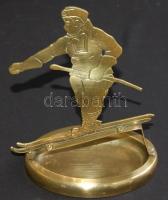 Réz síelő  szobor hamutartó copper statue ashtray 24x17cm