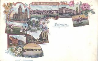 Debrecen Kossuth utca, Csokonai szobor, Református nagytemplom, Református kollégium, Hortobágy, piac