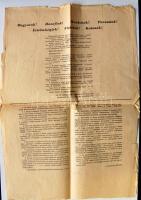 1956 október 29.  Magyar Ifjúság plakátja: Magyarok!Hazafiak! Munkások! Parasztok! Értelmiségiek! Fiatalok! Katonák!  Követelések tizenhat pontban  30x44cm