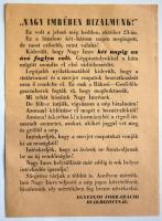 1956 október 29.   Az   Egyetemi Forradalmi Bizottság nyomtatványa: "Nagy Imrében bizalmunk"