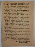 1956 október 29.   Az   Egyetemi Forradalmi Bizottság nyomtatványa: "Nagy Imrében bizalmunk"