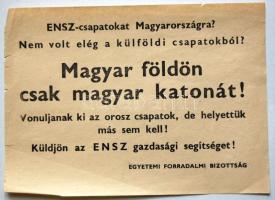 1956  Egyetemi Forradalmi Bizottság szórólapja: Magyar földön magyar katonát!