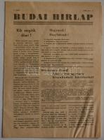 1956 november 1. Budai Hírlap I. évf. 1 szám. Benne a forradalom híreivel