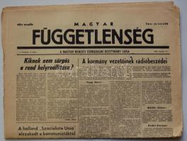 1956. október 30. Magyar Függetlenség. A Magyar Nemzeti Forradalmi Bizottság Lapja.Déli kiadás I. évf. 3.szám. Benne a forradalom híreivel