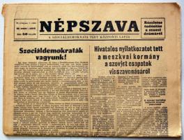 1956. november 1. Népszava. A Magyar Szociáldemokrata Párt Központi Lapja. 77. évf. 1.szám  Benne a forradalom híreivel