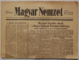 1956.október 19. A Magyar Nemzet. XII. évf. 247.szám  Benne a forradalom híreivel.