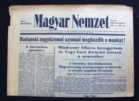 1956.november 2. A Magyar Nemzet.  XII. évf. 256.szám  Benne a forradalom híreivel.