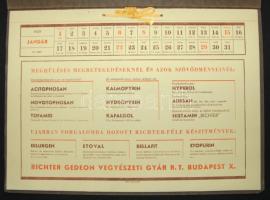 1939 Richter Gedeon Vegyészeti Gyár RT. reklámos asztali naptár naptár, egyben  itatós   29x41cm