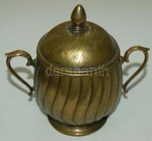 Kis vésett réz cukortartó 13cm magas