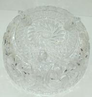 Nagyméretű dekoratív metszett üveg gyümölcsös tál d: 21cm
