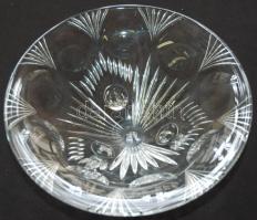 Kézzel szakított metszett üveg gyümölcsös tál d: 22cm