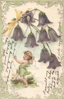 Floral greeting card Emb. litho