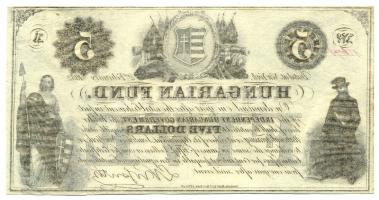 1852. 5$ "A" "Kossuth bankó" fekete számozással T:I- jobb felső sarokban tűlyuk ...