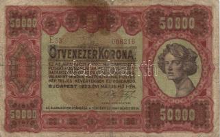 1923. 50.000K T:IV /  Hungary 1923. 50.000 Korona C:VG Adamo K45.