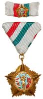 1984. "Április Negyedike Érdemrend" aranyozott bronz kitüntetés szalagsávon miniatűrrel, mellszalaggal T:1- Csak 2466db adományozás! /  Hungary 1984. Order of Merit of April Fourth with ribbon and with miniature C:AU Only 2466db examples!