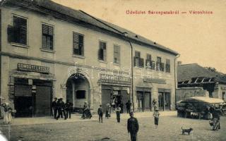 Sárospatak városháza Somogyi László fűszeres és Schvarz Sámuel cipész üzletével (b)